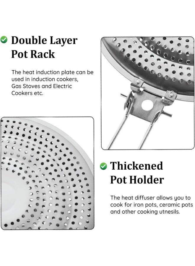 اسرلي وايت موردلي موزع حرارة، مخفض، واقي من اللهب، صفيحة تسخين، موزع حرارة من الفولاذ المقاوم للصدأ لمواقد الغاز والكهرباء، صفيحة تسخين، واقي من اللهب للطهي على موقد الغاز (فضي) - Image 4